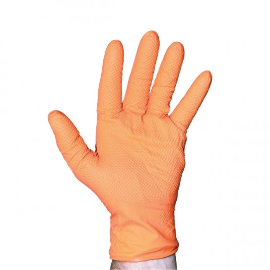 Hi Vis Orange Nitrile Gloves