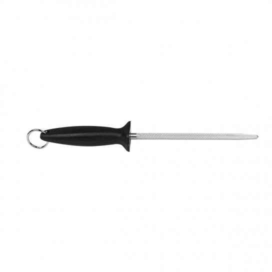 449940 7.5" Helical Butcher Steel with Black Handle
