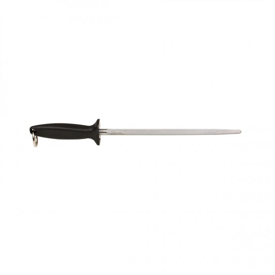449941 10" Helical Butcher Steel with Black Handle
