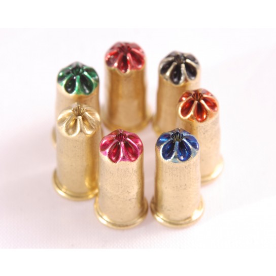 .25 Caliber CASH Stunner Cartridges / Loads - accles and shevolke pink, yellow, blue, orange, black, green, red cartridges