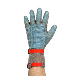 Metal Mesh Glove with Extended Length Cuff and Two Silicone Straps