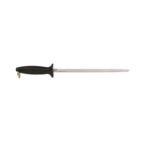 449941 10" Helical Butcher Steel with Black Handle