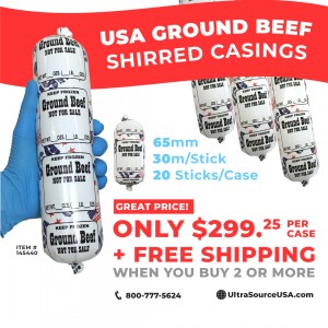 Ground Beef - USA - Shirred Casings -Non-Edible Casings (Marked Not For Sale)