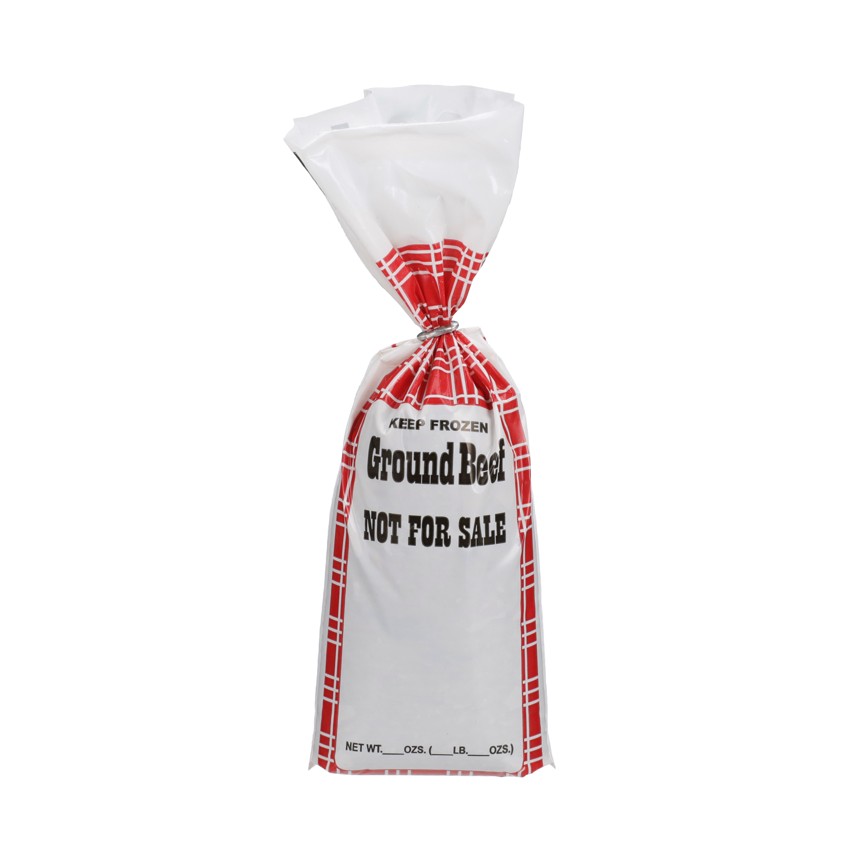 One, two, or five pound ground beef meat chub bags marked not for